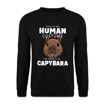 Funny Capybara Costume - Unisex Sweatshirt - black - Front - Alina (178cm) & Michal (187cm)