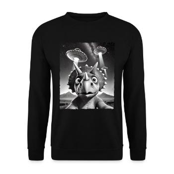 Funny Triceratops dinosaure UFO encounter selfie - Unisex Sweatshirt - black - Front - Alina (178cm) & Michal (187cm)