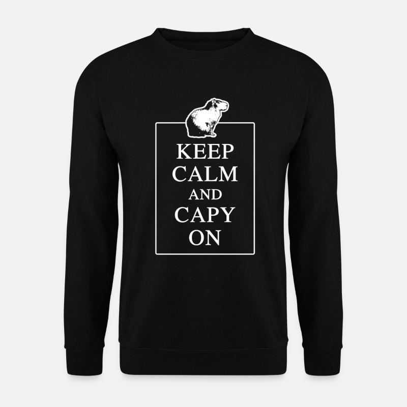 Funny Capybara "Keep Calm and Capy On" Sign - Unisex Sweatshirt - black