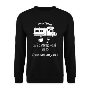 Camping-car ou la Belle vie ! - Sweat-shirt Unisexe - noir - Devant - Alina (178cm) & Michal (187cm)