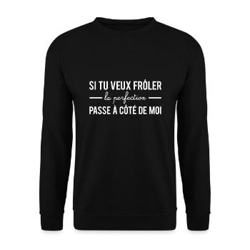 Frôler la perfection parfait parfaite humour - Sweat-shirt Unisexe - noir - Devant - Alina (178cm) & Michal (187cm)