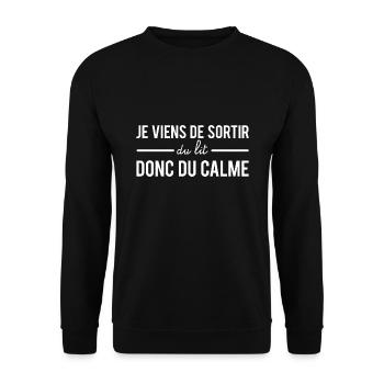 Je viens de sortir du lit matin grincheux humour - Sweat-shirt Unisexe - noir - Devant - Alina (178cm) & Michal (187cm)