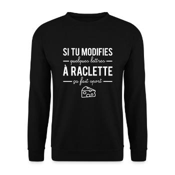 Si tu modifies quelques lettres à raclette humour - Sweat-shirt Unisexe - noir - Devant - Alina (178cm) & Michal (187cm)