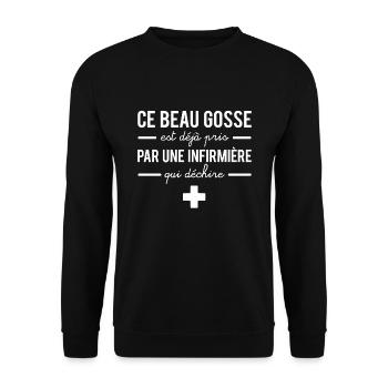 Homme en couple avec une infirmière humour - Sweat-shirt Unisexe - noir - Devant - Alina (178cm) & Michal (187cm)