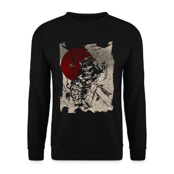 Samurai Warrior Japanese Manga Anime Gift - Unisex Sweatshirt - black - Front - Alina (178cm) & Michal (187cm)