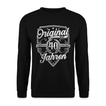 40. Geburtstag 40 Jahre Geschenk - Unisex Pullover - Schwarz - Vorne - Alina (178cm) & Michal (187cm)