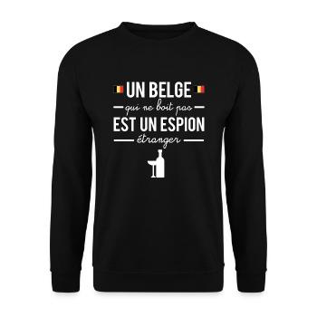 Un belge qui ne boit pas est un espion étranger - Sweat-shirt Unisexe - noir - Devant - Alina (178cm) & Michal (187cm)