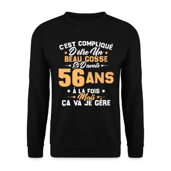 Cadeau d'anniversaire Beau gosse et d'avoir 56 ans - Sweat-shirt Unisexe - noir - Devant - Alina (178cm) & Michal (187cm)