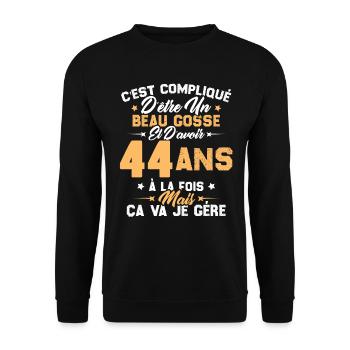 Cadeau d'anniversaire Beau gosse et d'avoir 44 ans - Sweat-shirt Unisexe - noir - Devant - Alina (178cm) & Michal (187cm)