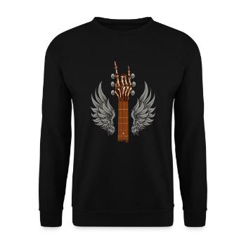 Rock Guitar Sign Horns Metal Skeleton - Unisex Sweatshirt - black - Front - Alina (178cm) & Michal (187cm)