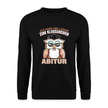 Abitur Abschluss Abi Glückwunsch für - Unisex Pullover - Schwarz - Vorne - Alina (178cm) & Michal (187cm)