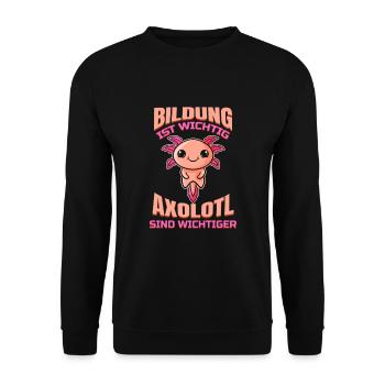 Axolotl Lustig Schule Axolotls für Schüler Echsen - Unisex Pullover - Schwarz - Vorne - Alina (178cm) & Michal (187cm)