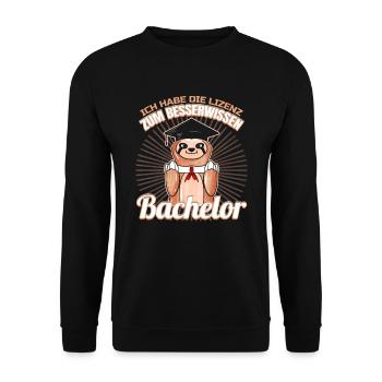 Bachelor Abschluss Glückwunsch Lustig für - Unisex Pullover - Schwarz - Vorne - Alina (178cm) & Michal (187cm)