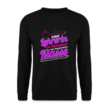 Lehrerin im Ruhestand hat Klasse Geschenk für - Unisex Pullover - Schwarz - Vorne - Alina (178cm) & Michal (187cm)