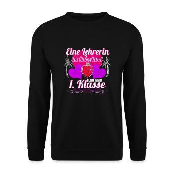 Lehrerin im Ruhestand bleibt 1. Klasse Geschenk - Unisex Pullover - Schwarz - Vorne - Alina (178cm) & Michal (187cm)