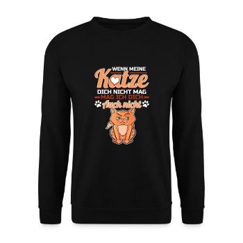 Katze Lustiges Kätzchen Geschenk mit Katzen - Unisex Pullover - Schwarz - Vorne - Alina (178cm) & Michal (187cm)