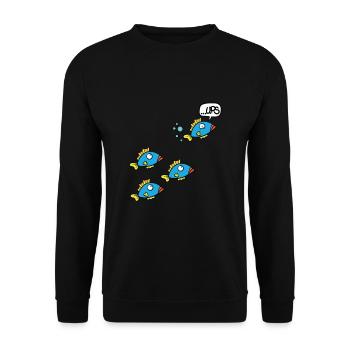 Farting Fish Gift for Holidays Holidays - Unisex Sweatshirt - black - Front - Alina (178cm) & Michal (187cm)