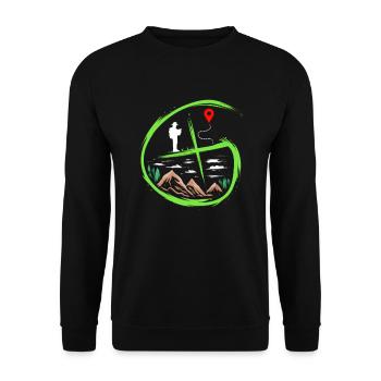 Geocacher Geschenk für Schnitzeljagd Schatzsuche - Unisex Pullover - Schwarz - Vorne - Alina (178cm) & Michal (187cm)
