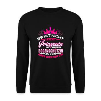 Bogenschützin Geschenk zum Bogenschießen Pfeil - Unisex Pullover - Schwarz - Vorne - Alina (178cm) & Michal (187cm)