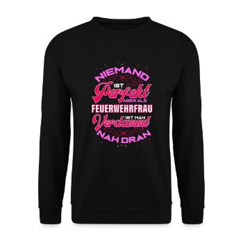 Feuerwehrfrau Geschenk Freiwillige Feuerwehr - Unisex Pullover - Schwarz - Vorne - Alina (178cm) & Michal (187cm)