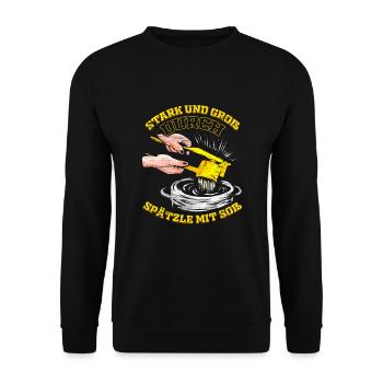 Spätzle Schwaben Geschenk Schwäbisch Dialekt - Unisex Pullover - Schwarz - Vorne - Alina (178cm) & Michal (187cm)