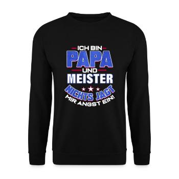 Meister Abschluss Papa Geschenk Meisterbrief - Unisex Pullover - Schwarz - Vorne - Alina (178cm) & Michal (187cm)