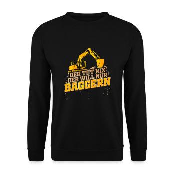 Baggerfahrer Lustiges Geschenk zum Baggern Bagger - Unisex Pullover - Schwarz - Vorne - Alina (178cm) & Michal (187cm)