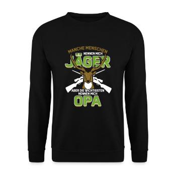 Wild Jäger Opa Geschenk für Großvater Jagd - Unisex Pullover - Schwarz - Vorne - Alina (178cm) & Michal (187cm)