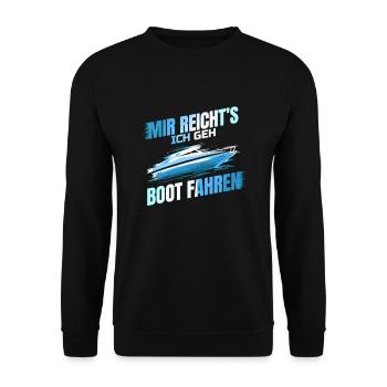 Motorboot Design Geschenk für Kapitän Motor Boot - Unisex Pullover - Schwarz - Vorne - Alina (178cm) & Michal (187cm)