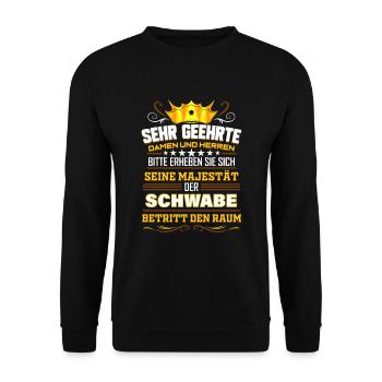 Schwäbisch Lustiges Schwabe Geschenk für Schwaben - Unisex Pullover - Schwarz - Vorne - Alina (178cm) & Michal (187cm)