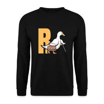 Rente R Ente Rentner Lustiges Geschenk Ruhestand - Unisex Pullover - Schwarz - Vorne - Alina (178cm) & Michal (187cm)
