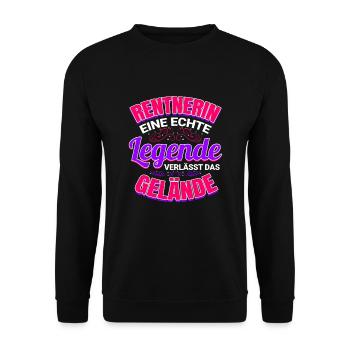 Rentnerin Geschenk für Legende Rente Ruhestand - Unisex Pullover - Schwarz - Vorne - Alina (178cm) & Michal (187cm)