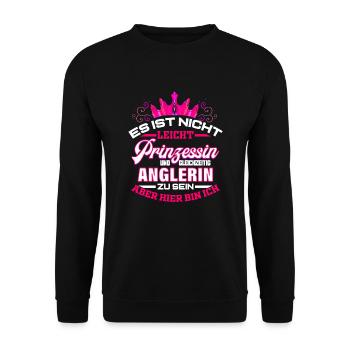 Anglerin Geschenk für Angelurlaub Frau Angel - Unisex Pullover - Schwarz - Vorne - Alina (178cm) & Michal (187cm)