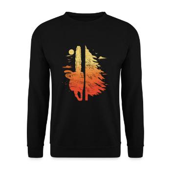 Cadeau de bûcheron pour bûcheron tronçonneuse - Sweat-shirt Unisexe - noir - Devant - Alina (178cm) & Michal (187cm)