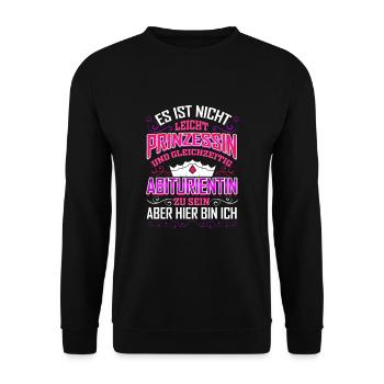 Abiturientin Abschluss Geschenk Prinzessin Abitur - Unisex Pullover - Schwarz - Vorne - Alina (178cm) & Michal (187cm)
