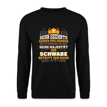 Schwabe Geschenk für Schwaben Schwäbisch Spruch - Unisex Pullover - Schwarz - Vorne - Alina (178cm) & Michal (187cm)