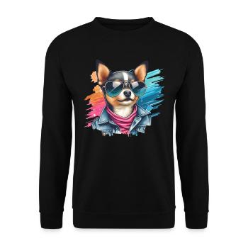 Chihuahua Splash Kunst - Unisex Pullover - Schwarz - Vorne - Alina (178cm) & Michal (187cm)