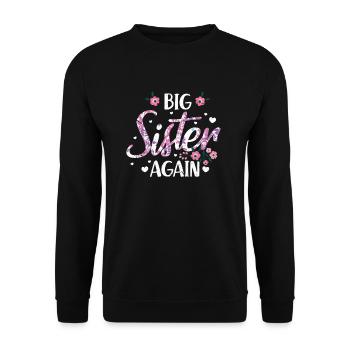 Grosse Schwester - Unisex Pullover - Schwarz - Vorne - Alina (178cm) & Michal (187cm)