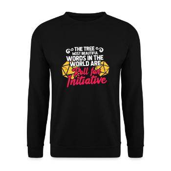 D20 Würfel Gaming Fantasy Rollenspiel Geschenk - Unisex Pullover - Schwarz - Vorne - Alina (178cm) & Michal (187cm)