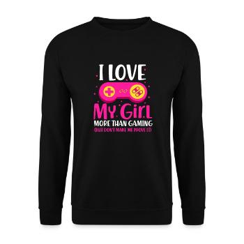 Gamer Gaming love partners gamble gift - Unisex Sweatshirt - black - Front - Alina (178cm) & Michal (187cm)