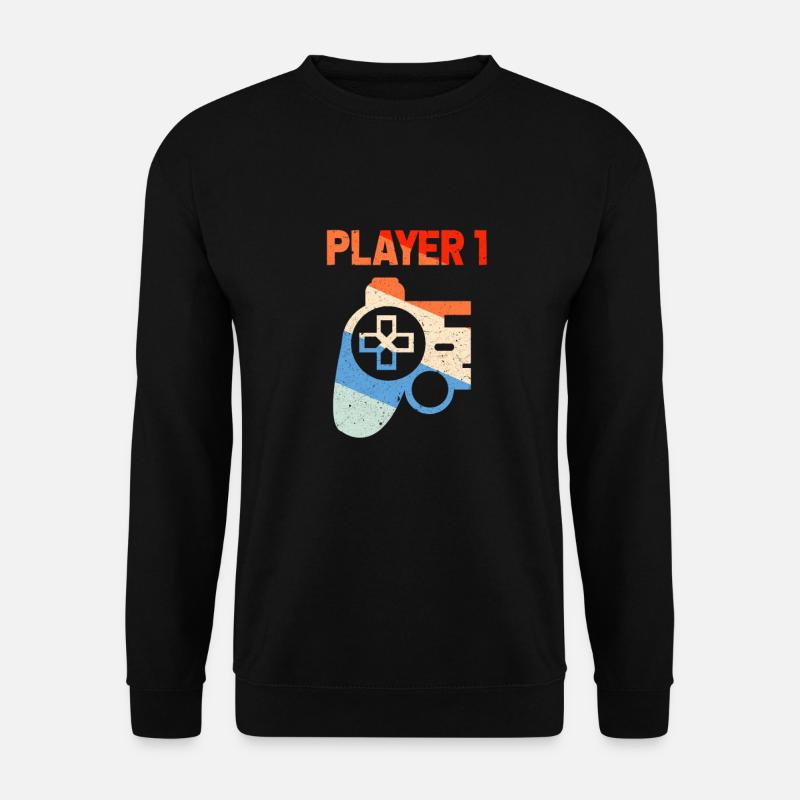 Player 1 Gamer Partner Paar Liebe Zocken Geschen - Unisex Pullover - Schwarz