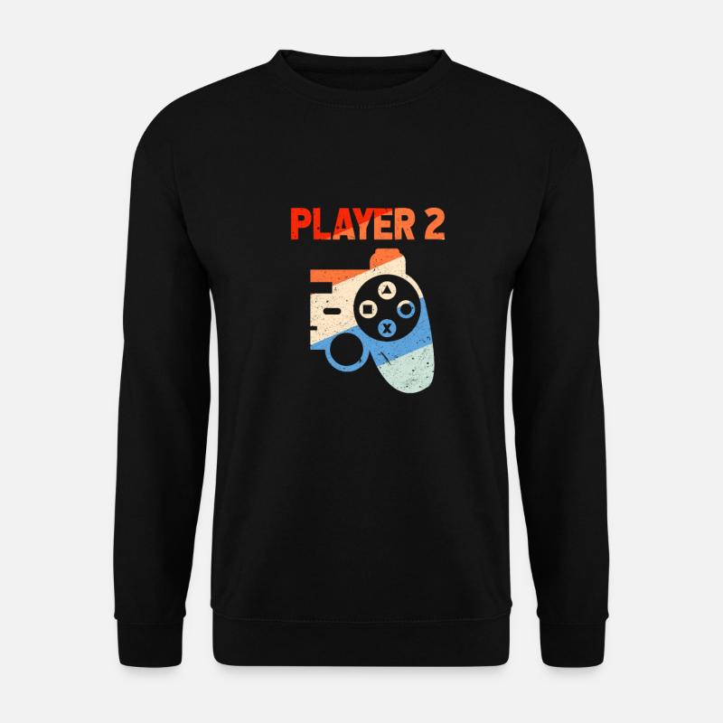 Player 2 Gamer Partner Paar Liebe Zocken Geschenk - Unisex Pullover - Schwarz