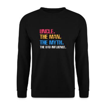 Onkel Legende Mythos Neffe Nichte Geschenk - Unisex Pullover - Schwarz - Vorne - Alina (178cm) & Michal (187cm)