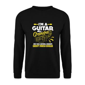 Gitarrist Opa Grossvater Gitarre Bassist Geschenk - Unisex Pullover - Schwarz - Vorne - Alina (178cm) & Michal (187cm)