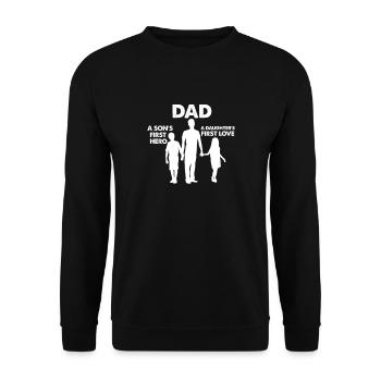 Father Dad Daughter Son Family Father's Day Gift - Unisex Sweatshirt - black - Front - Alina (178cm) & Michal (187cm)