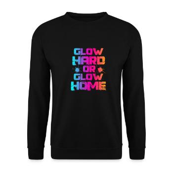 Glow Party Neon Leuchten Farbe Geschenk - Unisex Pullover - Schwarz - Vorne - Alina (178cm) & Michal (187cm)