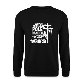 Electrician Pole Dance Lineman Job Gift - Unisex Sweatshirt - black - Front - Alina (178cm) & Michal (187cm)