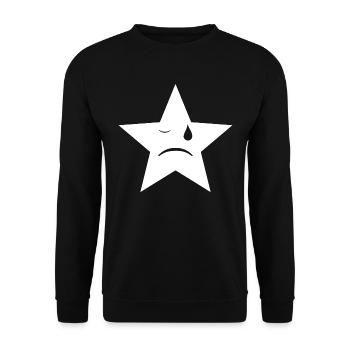 Trauriger Stern Grafik - Unisex Pullover - Schwarz - Vorne - Alina (178cm) & Michal (187cm)