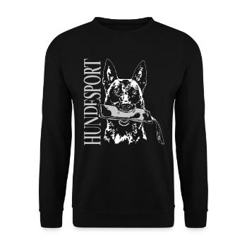 HUNDESPORT Belgischer Malinois Hunde IGP Wilsigns - Unisex Pullover - Schwarz - Vorne - Alina (178cm) & Michal (187cm)