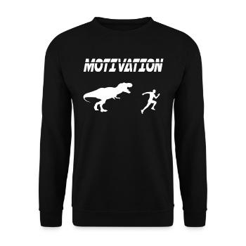 motivation sport running humor dinosaur - Unisex Sweatshirt - black - Front - Alina (178cm) & Michal (187cm)